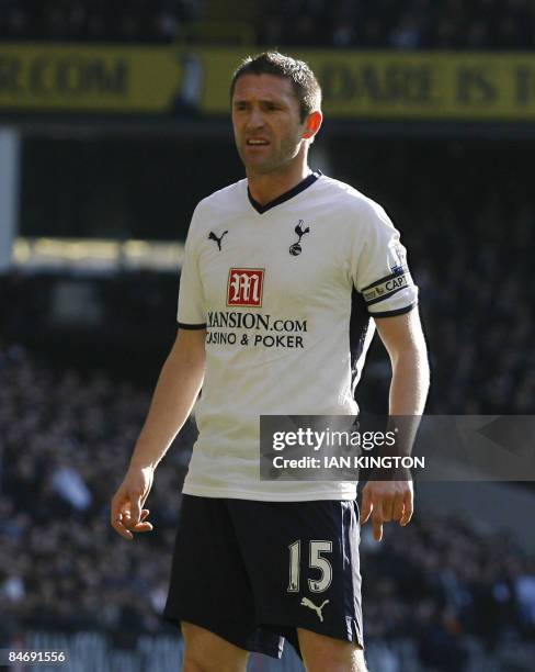 Tottenham Hotspurs Robbie Keane attends their Premier League football match against Arsenal at White Hart Lane in London, on February 8, 2009. AFP...