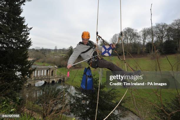 Waldo Etherington after he measured and confirmed the height of the UK's tallest Norway Maple tree, at Prior Park Landscape Garden, Bath, at 36m, the...