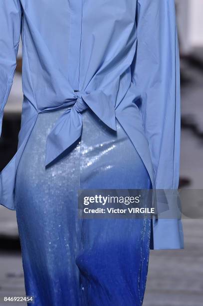 Model walks the runway at the Michael Kors Ready to Wear Spring/Summer 2018 fashion show during New York Fashion Week on September 13, 2017 in New...