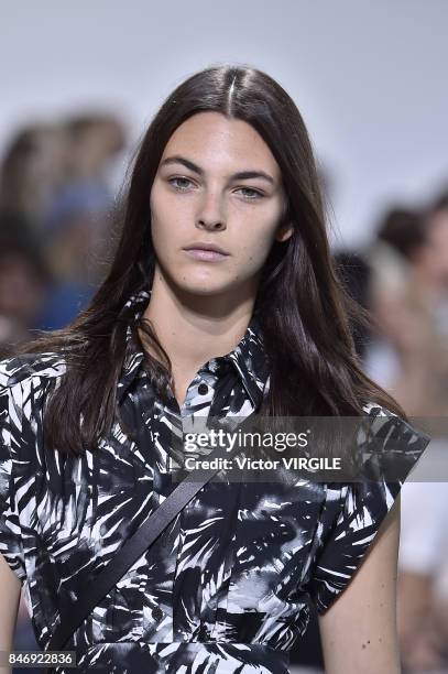 Model walks the runway at the Michael Kors Ready to Wear Spring/Summer 2018 fashion show during New York Fashion Week on September 13, 2017 in New...