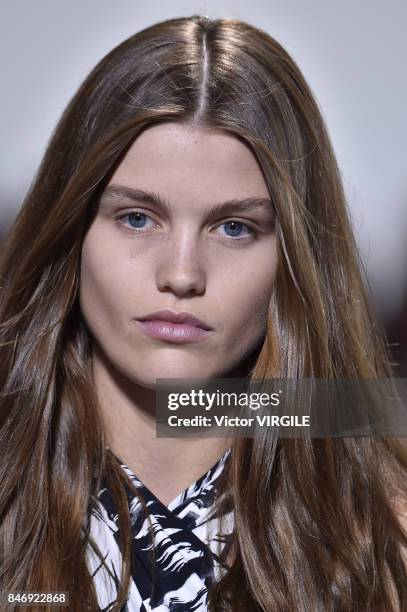 Model walks the runway at the Michael Kors Ready to Wear Spring/Summer 2018 fashion show during New York Fashion Week on September 13, 2017 in New...