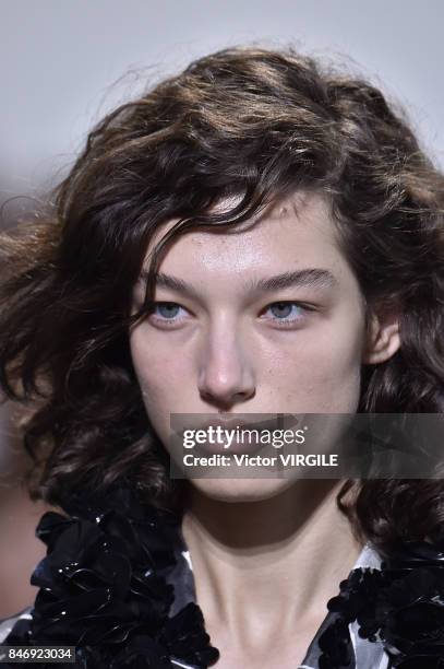 Model walks the runway at the Michael Kors Ready to Wear Spring/Summer 2018 fashion show during New York Fashion Week on September 13, 2017 in New...