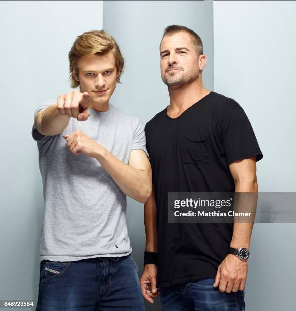 Actors Lucas Till and George Eads from 'MacGyver' are photographed for Entertainment Weekly Magazine on July 21, 2016 at Comic Con in the Hard Rock...