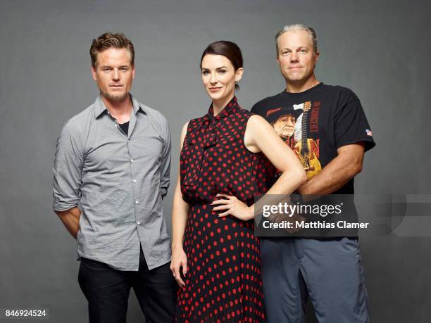 Actors Eric Dane, Bridget Regan and Adam Baldwin from 'The Last Ship' are photographed for Entertainment Weekly Magazine on July 21, 2016 at Comic...