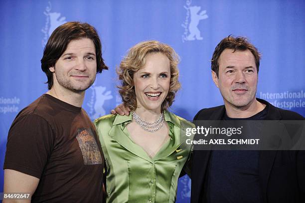 German actors Misel Maticevic, Juliane Koehler and Sebastian Koch pose for photographers during a photocall for the film "Effi Briest" by German...