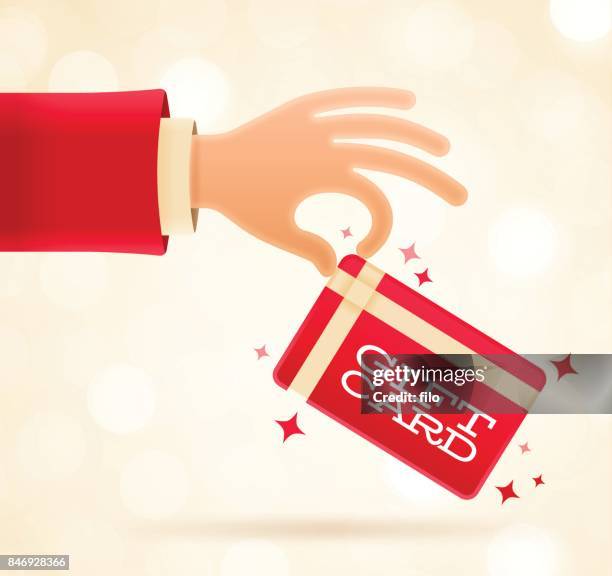 holiday gift card - holding certificate stock illustrations