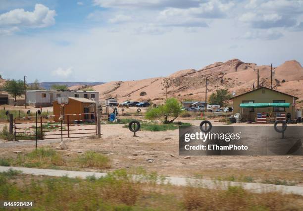 poor living conditions at navajo indian reservation - kayenta region stock pictures, royalty-free photos & images