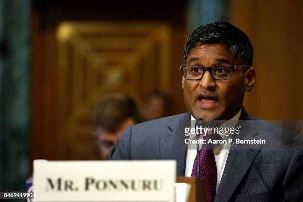 Ramesh Ponnuru, visiting fellow at the American Enterprise Institute, testifies about tax reform before the Senate Finance Committee on Capitol Hill...