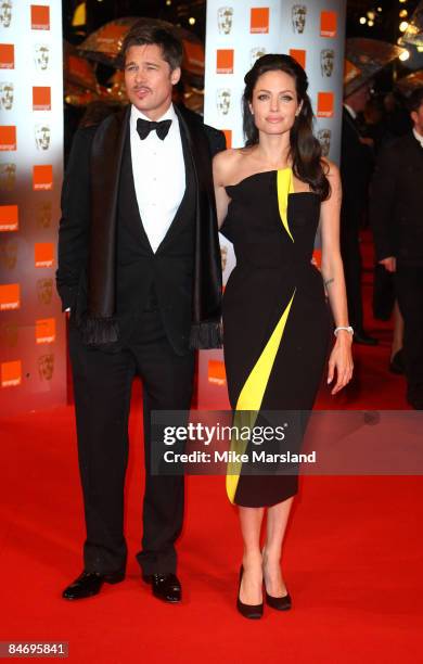 Brad Pitt and Angelina Jolie attend The Orange British Academy Film Awards 2009 at the Royal Opera House on February 8th 2009 in London, England.