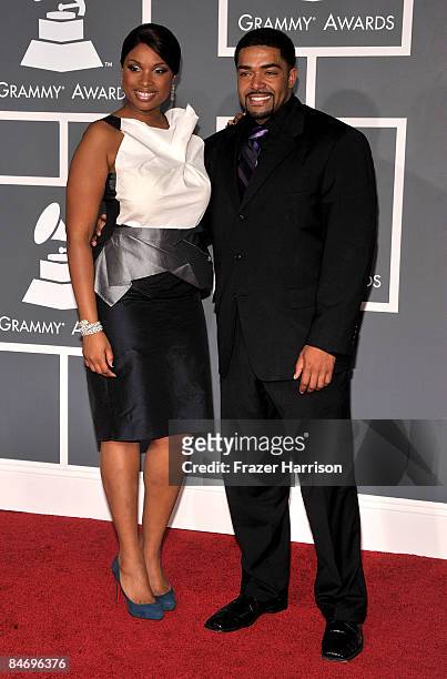 Singer Jennifer Hudson and fiance David Otunga arrive at the 51st Annual Grammy Awards held at the Staples Center on February 8, 2009 in Los Angeles,...