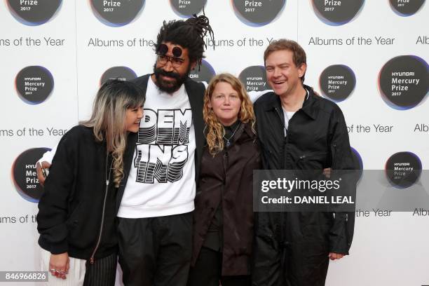 Nominated for her album "Let Them Eat Chaos", Kate Tempest poses for a photograph upon arrival for the 2017 Mercury Music prize awards ceremony in...