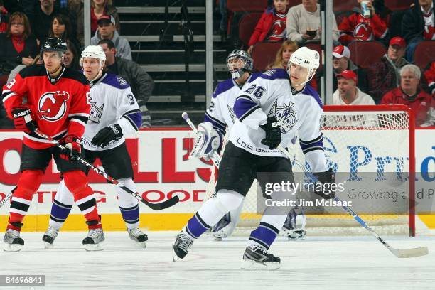 Michal Handzus of the Los Angeles Kings skates against the New Jersey Devils at the Prudential Center on February 7, 2009 in Newark, New Jersey.The...