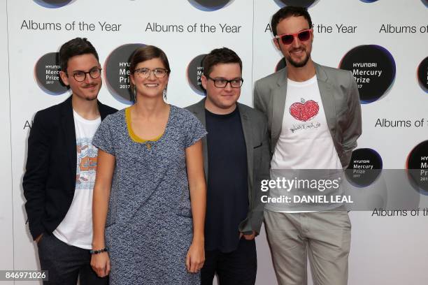 Nominated for their album "Together, As One", the four members of Dinosaur, Laura Jurd, Elliot Galvin, Corrie Dick and Conor Chaplin pose for a...