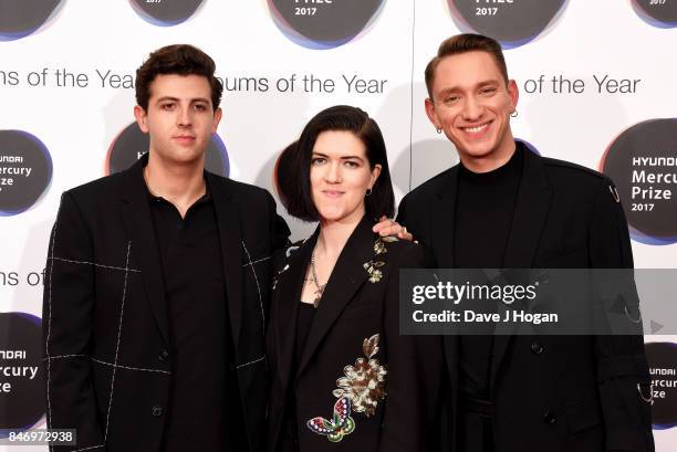 Jamie Smith, Romy Madley Croft and Oliver Sim of The xx arrive at the Hyundai Mercury Prize 2017 at Eventim Apollo on September 14, 2017 in London,...