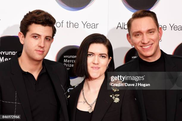 Jamie Smith, Romy Madley Croft and Oliver Sim of The xx arrive at the Hyundai Mercury Prize 2017 at Eventim Apollo on September 14, 2017 in London,...