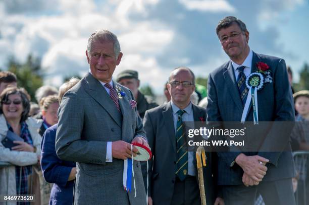 Prince Charles, Prince of Wales holds a rosette as he visitsThe Westmorland County Show on September 14, 2017 in Milnthorpe, England. During his tour...