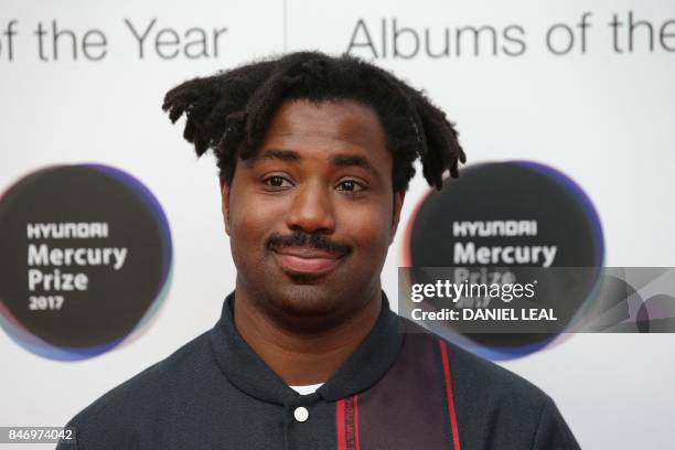 Nominated for his album "Process", Sampha poses for a photograph upon arrival for the 2017 Mercury Music prize awards ceremony in central London on...