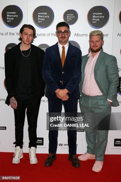 Nominated for their album "Relaxer", the three members of alt-j, Joe Newman, Thom Sonny Green and Gus Unger-Hamilton pose for a photograph upon...