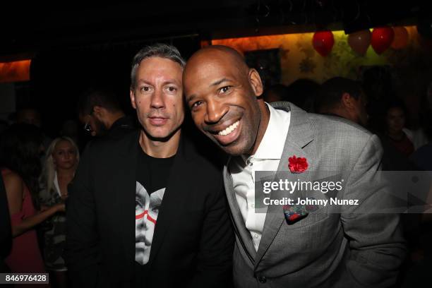 Barry Mullineaux and J. Alexander Martin Attend The Brewer Media Fashion Week Party at Beautique on September 13, 2017 in New York City.