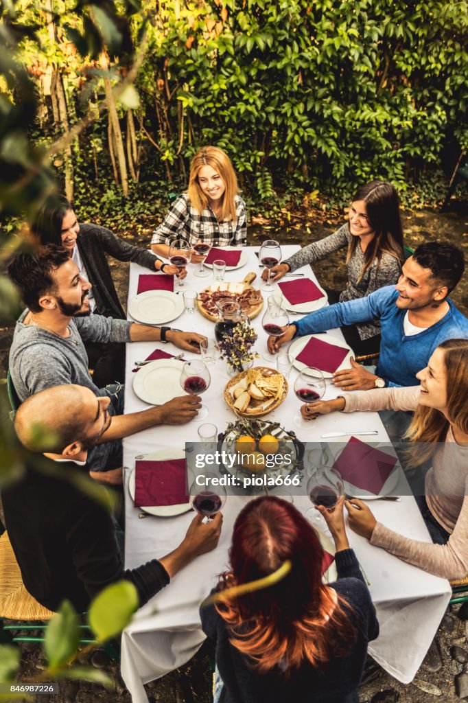 Winemaking party at agriturismo in Italy