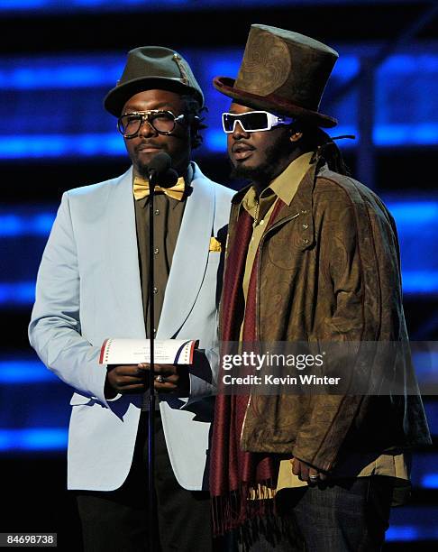 Singer will.i.am and rapper T-Pain speak during the 51st Annual Grammy Awards held at the Staples Center on February 8, 2009 in Los Angeles,...