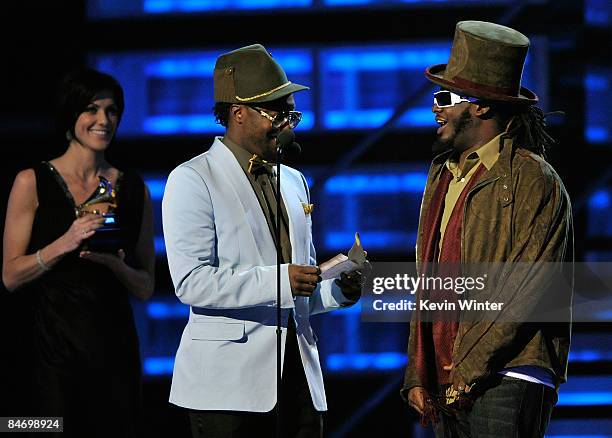 Singer will.i.am and rapper T-Pain speak during the 51st Annual Grammy Awards held at the Staples Center on February 8, 2009 in Los Angeles,...