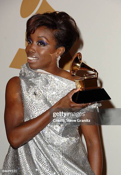 Singer Estelle in the press room at the 51st Annual GRAMMY Awards held at the Staples Center on February 8, 2009 in Los Angeles, California.