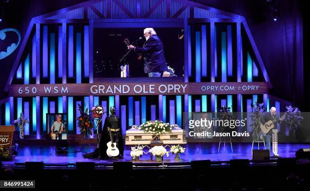 Recording Artist Charlie Daniels performs during the Celebration Of Life For Troy Gentry at Grand Ole Opry House on September 14, 2017 in Nashville,...