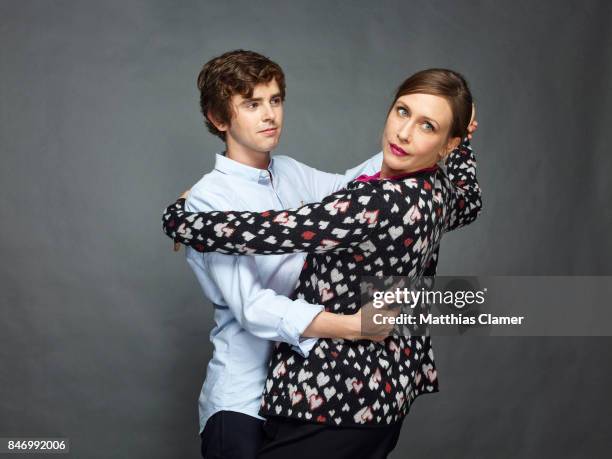 Actor Freddie Highmore and actress Vera Farmiga and from 'Bates Motel' are photographed for Entertainment Weekly Magazine on July 22, 2016 at Comic...