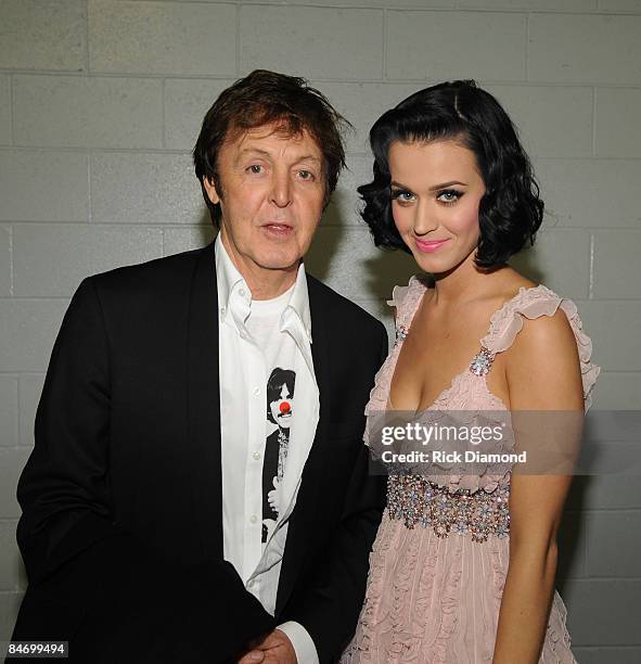 Musicians Paul McCartney and Katy Perry attend the 51st Annual GRAMMY Awards held at the Staples Center on February 8, 2009 in Los Angeles,...