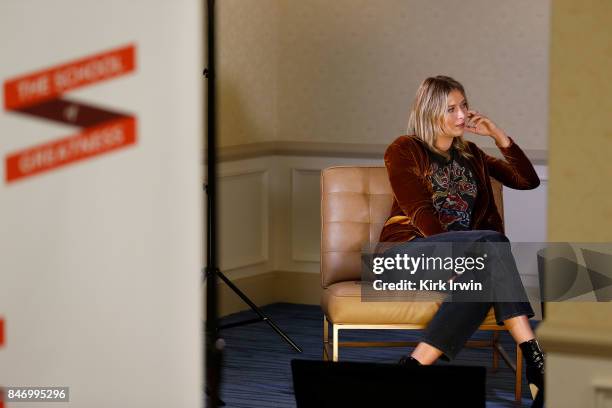 Maria Sharapova sits down for an interview with Michael Trainer at the Summit of Greatness on September 14, 2017 in Columbus, Ohio.