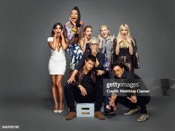 Actors Lea Michele, Keke Palmer, Billie Lourd, Abigail Breslin, Emma Roberts, Jamie Lee Curtis, John Stamos and Taylor Lautner from 'Scream Queens'...