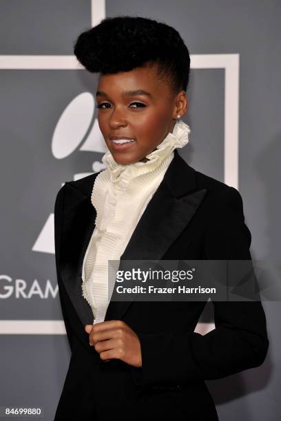 Singer Janelle Monae arrives at the 51st Annual Grammy Awards held at the Staples Center on February 8, 2009 in Los Angeles, California.