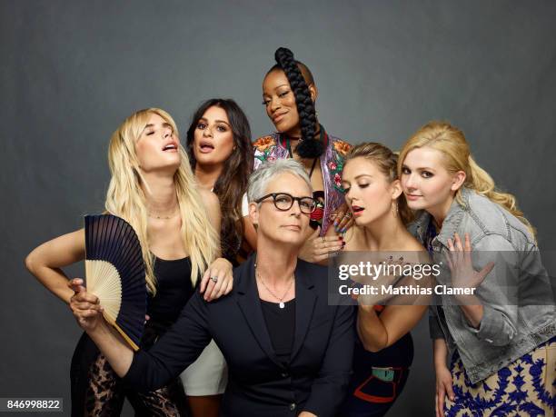 Actresses Emma Roberts, Lea Michele, Keke Palmer, Billie Lourd, Abigail Breslin and Jamie Lee Curtis from 'Scream Queens' are photographed for...