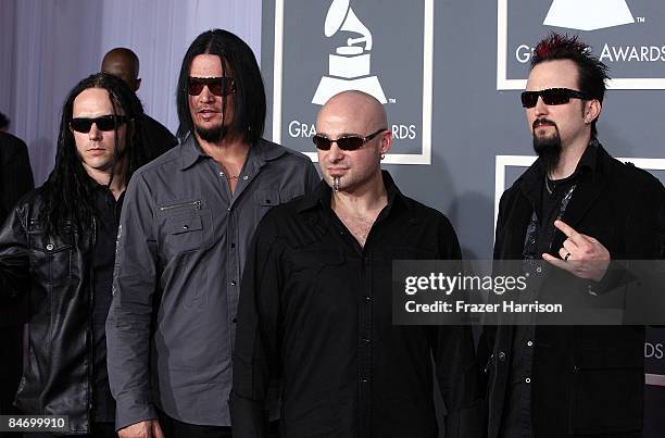 Musical group Disturbed arrive at the 51st Annual Grammy Awards held at the Staples Center on February 8, 2009 in Los Angeles, California.