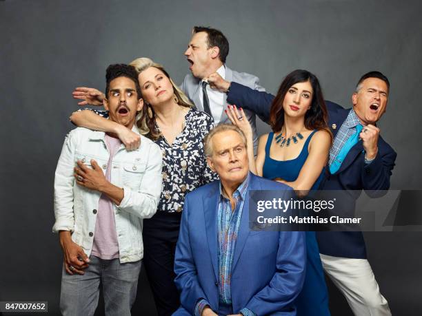 Actors Ray Santiago, Lucy Lawless, Ted Raimi, Lee Majors, Dana Delorenzo and Bruce Campbell from 'Ash vs. Evil Dead' are photographed for...