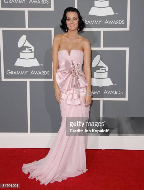 Singer Katy Perry arrives at the 51st Annual Grammy Awards at the Staples Center on February 8, 2009 in Los Angeles, California.