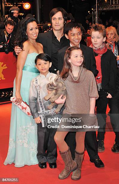 Gael Garcia Bernal, Martin Delos Santos, Jan Nicdao, Marife Necesito, Sophie Nyweide and guest attend the "Mammoth" premiere during the 59th Berlin...