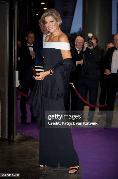 Queen Maxima of The Netherlands dressed in an jumpsuit from designer Rouland Mouret attends the opening of the new season of the Concertgebouw...