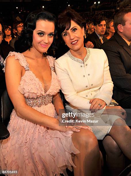 Katy Perry and her mom at the 51st Annual GRAMMY Awards at the Staples Center on February 8, 2009 in Los Angeles, California.