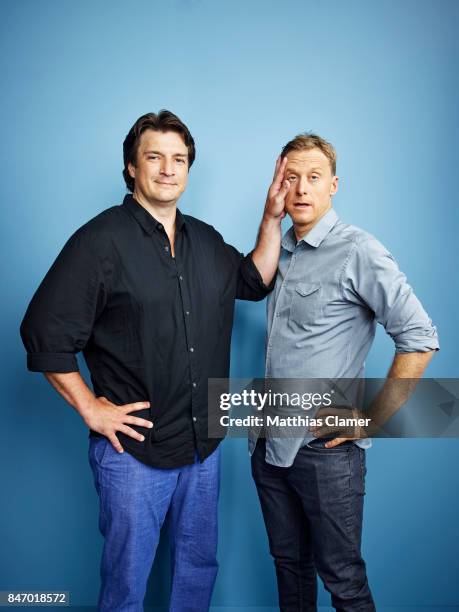 Actors Nathan Fillion and Alan Tudyk from 'Con Man' are photographed for Entertainment Weekly Magazine on July 23, 2016 at Comic Con in the Hard Rock...