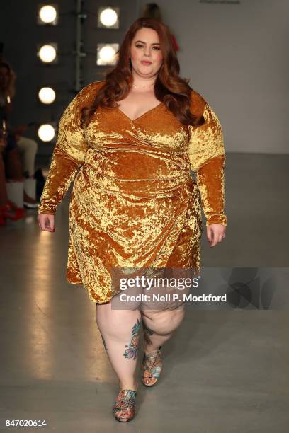 Tess Holliday walks the SimplyBe 'Curve Catwalk' during London Fashion Week on September 14, 2017 in Soho, London, England.