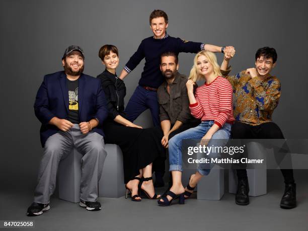 Actors Dan Fogler, Katherine Waterston, Eddie Redmayne, Colin Farrell, Alison Sudol and Ezra Miller from 'Fantastic Beasts and Where to Find Them' is...