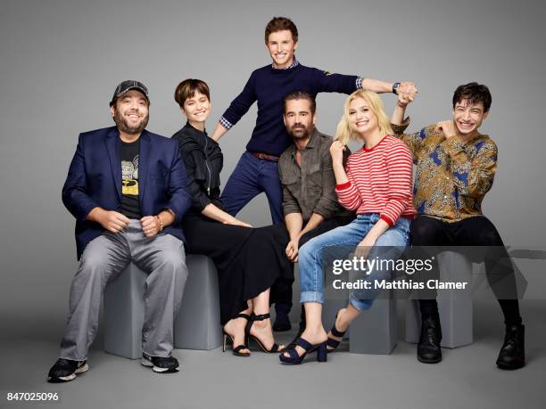 Actors Dan Fogler, Katherine Waterston, Eddie Redmayne, Colin Farrell, Alison Sudol and Ezra Miller from 'Fantastic Beasts and Where to Find Them' is...