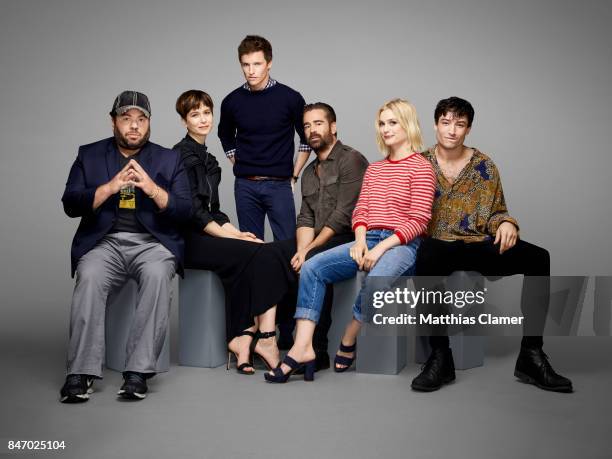 Actors Dan Fogler, Katherine Waterston, Eddie Redmayne, Colin Farrell, Alison Sudol and Ezra Miller from 'Fantastic Beasts and Where to Find Them' is...