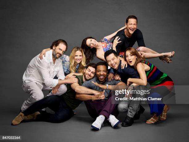 Actors Silas Weir Mitchell, Claire Coffee, David Giuntoli, Bitsie Tulloch, Russell Hornsby, Reggie Lee, Sasha Roiz, and Bree Turner from 'Grimm' are...