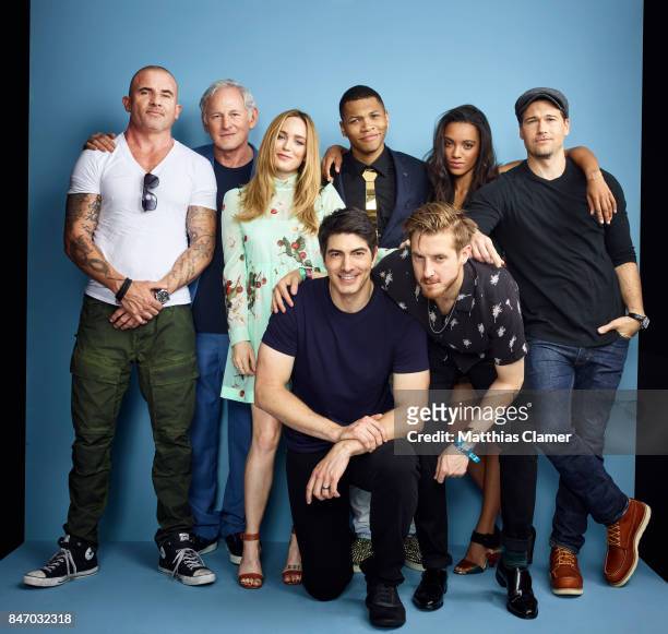Actors Dominic Purcell, Victor Garber, Caity Lotz, Brandon Routh, Franz Drameh, Arthur Darvill, Maisie Richardson-Sellers and Nick Zano from 'DC's...