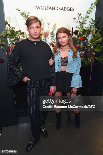 Valentine Sozbilir and Mimi Bouchard attend as Wolf & Badger celebrate independent talent during London Fashion Week September 2017 on September 14,...