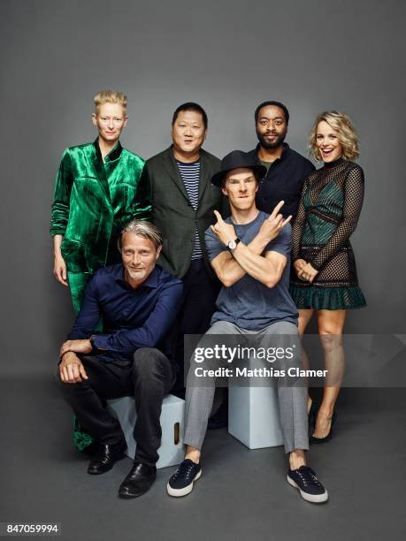 Actors Tilda Swinton, Mads Mikkelsen, Benedict Wong, Benedict Cumberbatch, Chiwetel Ejiofor and Rachel McAdams from 'Dr. Strange' are photographed...