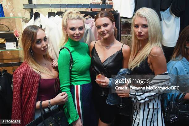 Georgia Toffolo, Emily Blackwell and Lottie Moss attend as Wolf & Badger celebrate independent talent during London Fashion Week September 2017 on...